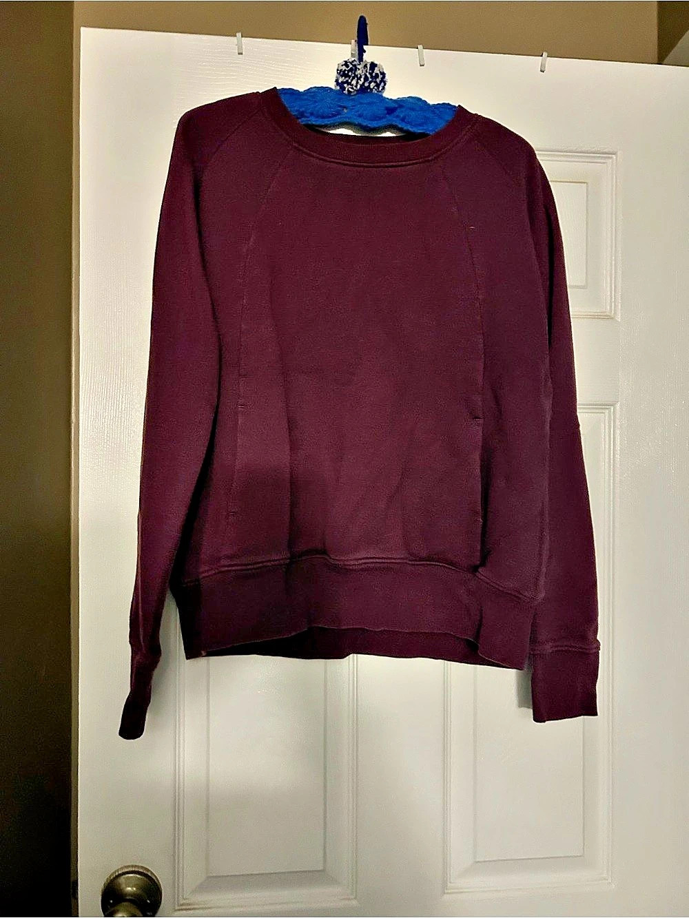 Zyia Active Oh So Soft Pocket Crewneck Sweatshirt Purple XXL